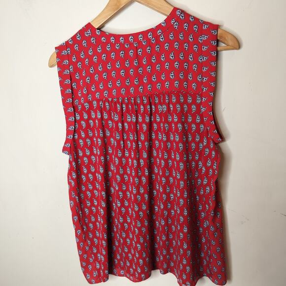 LOFT Red Paisley Sleeveless Top - Picture 6 of 8